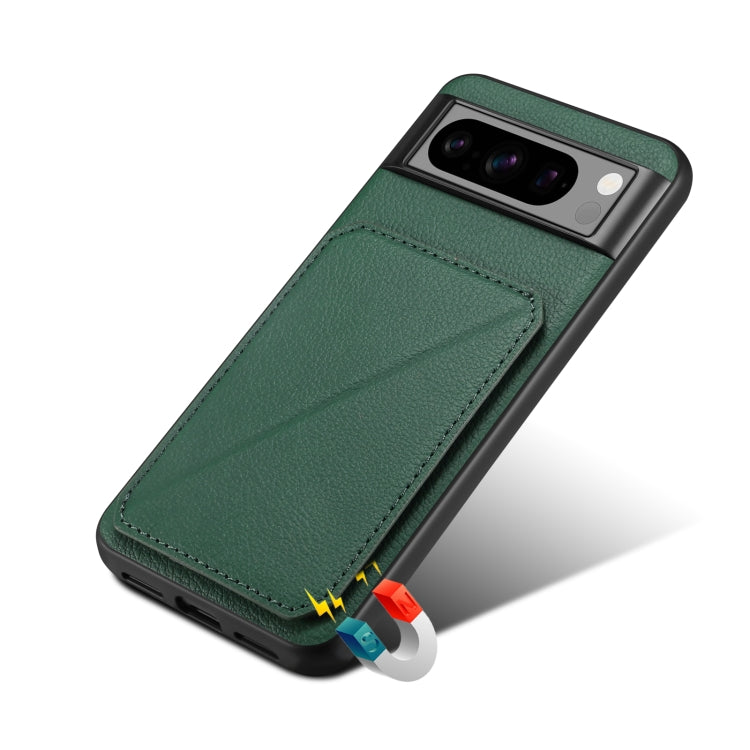 For Google Pixel 6a Denior Calf Texture Holder Electroplating Phone Case(Green) by Denior