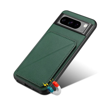 For Google Pixel 6a Denior Calf Texture Holder Electroplating Phone Case(Green) by Denior