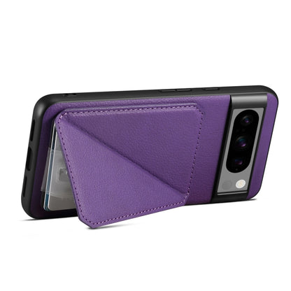 For Google Pixel 6a Denior Calf Texture Holder Electroplating Phone Case(Purple) by Denior
