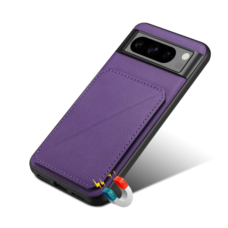 For Google Pixel 6a Denior Calf Texture Holder Electroplating Phone Case(Purple) by Denior