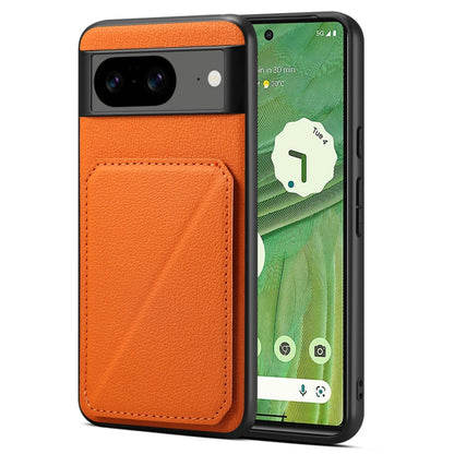 For Google Pixel 7 Denior Calf Texture Holder Electroplating Phone Case(Orange) by Denior