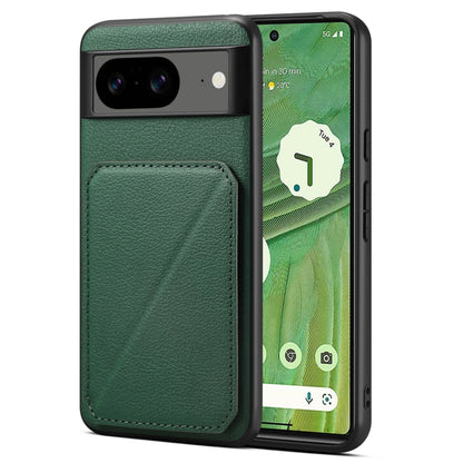 For Google Pixel 7 Denior Calf Texture Holder Electroplating Phone Case(Green) by Denior