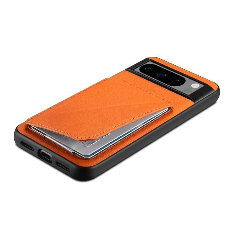 For Google Pixel 7 Pro Denior Calf Texture Holder Electroplating Phone Case(Orange) by Denior