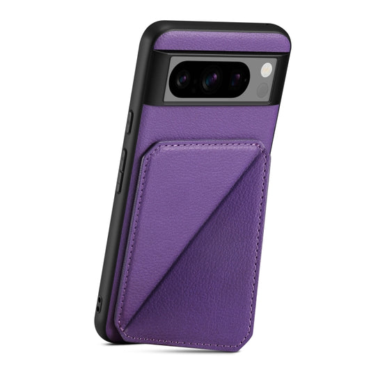 For Google Pixel 7 Pro Denior Calf Texture Holder Electroplating Phone Case(Purple) by Denior