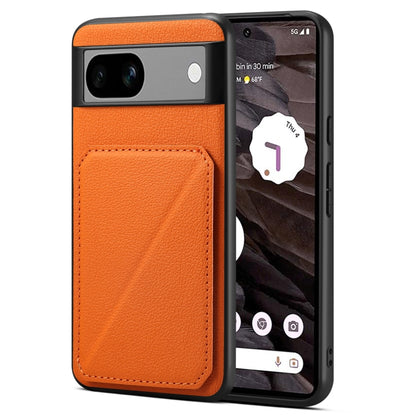 For Google Pixel 7a Denior Calf Texture Holder Electroplating Phone Case(Orange) by Denior
