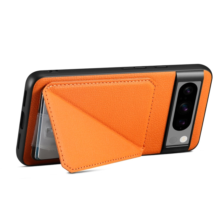 For Google Pixel 7a Denior Calf Texture Holder Electroplating Phone Case(Orange) by Denior