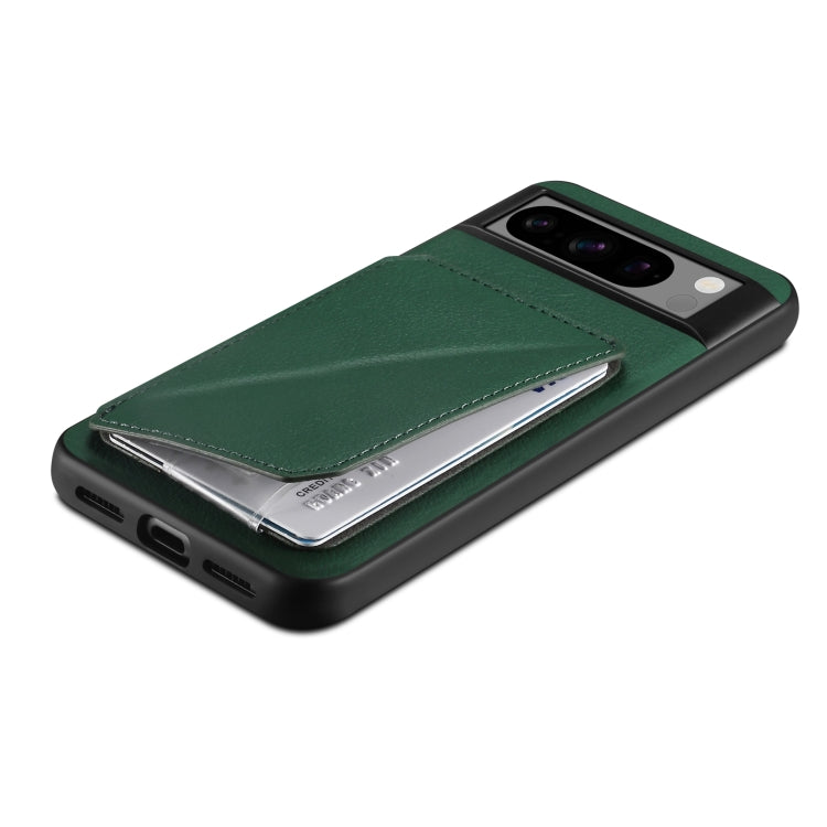 For Google Pixel 7a Denior Calf Texture Holder Electroplating Phone Case(Green) by Denior