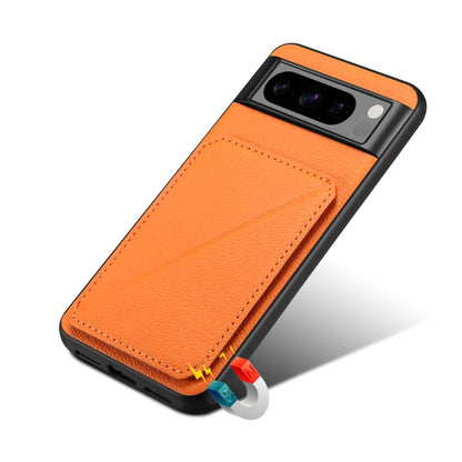 For Google Pixel 8 Denior Calf Texture Holder Electroplating Phone Case(Orange) by Denior