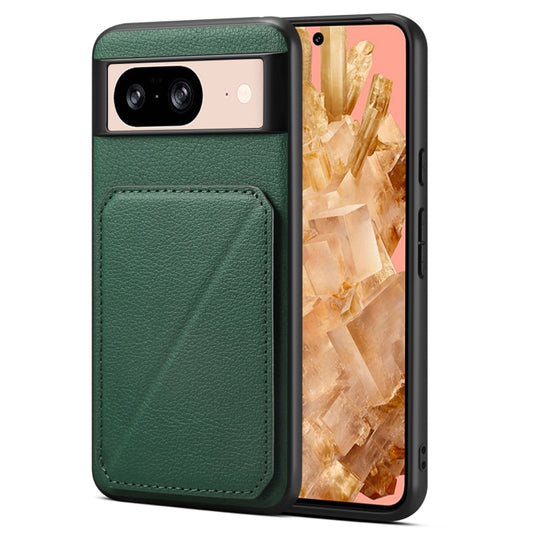 For Google Pixel 8 Denior Calf Texture Holder Electroplating Phone Case(Green) by Denior