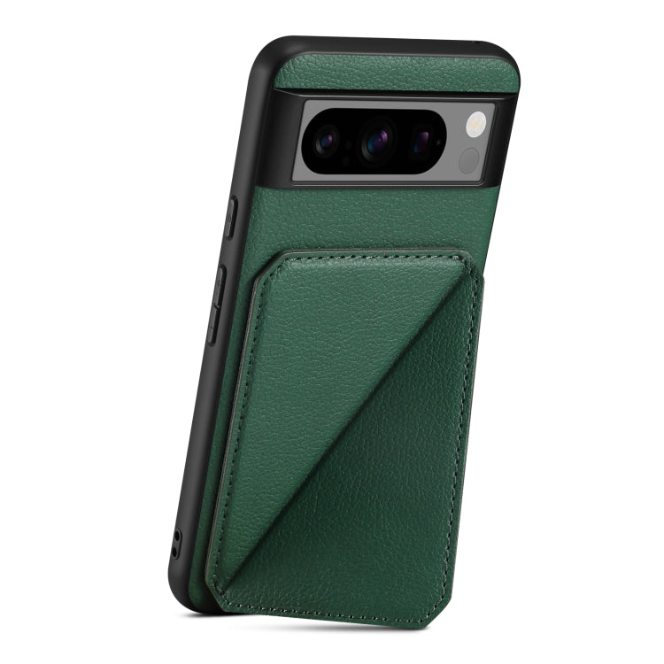 For Google Pixel 8 Denior Calf Texture Holder Electroplating Phone Case(Green) by Denior