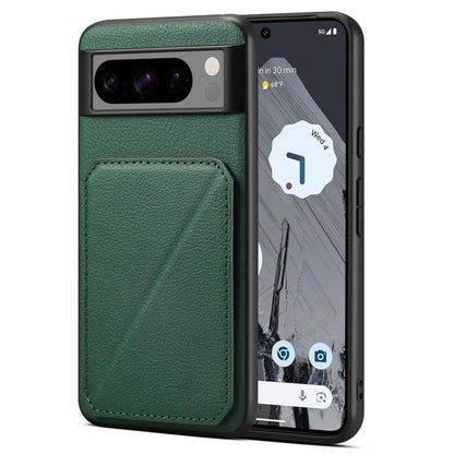 For Google Pixel 8 Pro Denior Calf Texture Holder Electroplating Phone Case(Green) by Denior