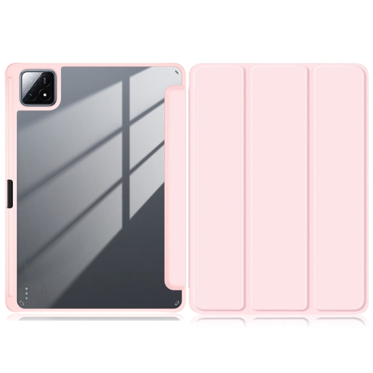 For Xiaomi Pad 6S Pro 12.4 Acrylic 3-Fold Solid Color Smart Leather Tablet Case(Pink) by bashfashion