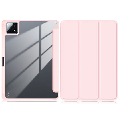 For Xiaomi Pad 6S Pro 12.4 Acrylic 3-Fold Solid Color Smart Leather Tablet Case(Pink) by bashfashion