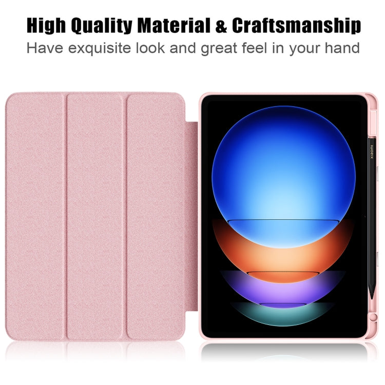 For Xiaomi Pad 6S Pro 12.4 Acrylic 3-Fold Solid Color Smart Leather Tablet Case(Pink) by bashfashion