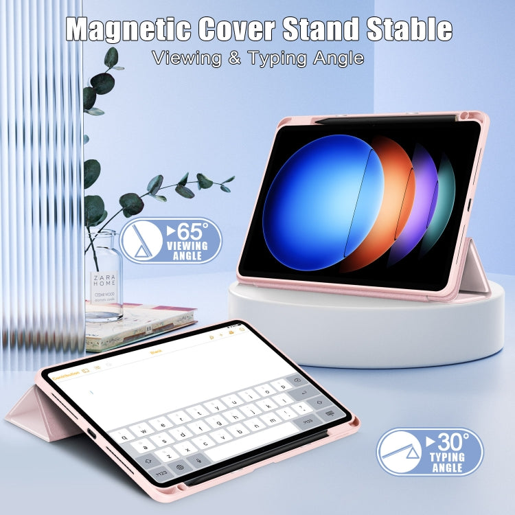 For Xiaomi Pad 6S Pro 12.4 Acrylic 3-Fold Solid Color Smart Leather Tablet Case(Pink) by bashfashion