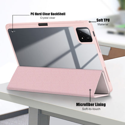 For Xiaomi Pad 6S Pro 12.4 Acrylic 3-Fold Solid Color Smart Leather Tablet Case(Pink) by bashfashion