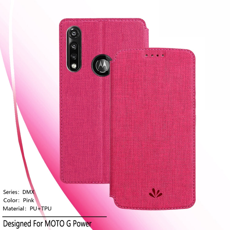 For Motorola Moto G Power ViLi Magnetic Suction Shockproof TPU + PU Horizontal Flip Protective Case with Card Slot & Holder(Rose Red) by ViLi