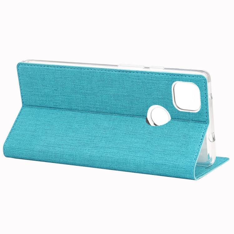 For Google Pixel 4a ViLi Magnetic Suction Shockproof TPU + PU Horizontal Flip Protective Case with Card Slot & Holder(Blue) by ViLi