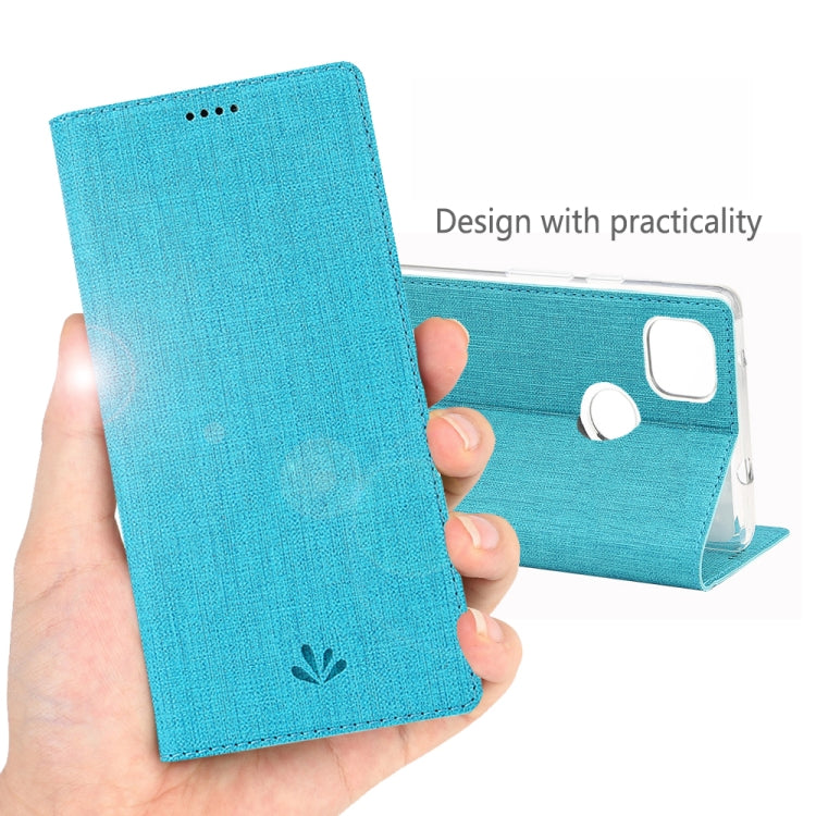 For Google Pixel 4a ViLi Magnetic Suction Shockproof TPU + PU Horizontal Flip Protective Case with Card Slot & Holder(Blue) by ViLi