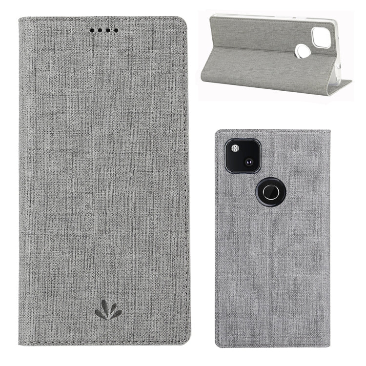 For Google Pixel 4a ViLi Magnetic Suction Shockproof TPU + PU Horizontal Flip Protective Case with Card Slot & Holder(Grey) by ViLi