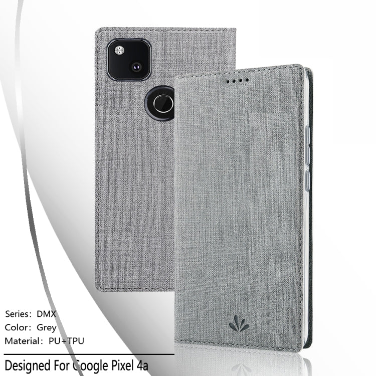 For Google Pixel 4a ViLi Magnetic Suction Shockproof TPU + PU Horizontal Flip Protective Case with Card Slot & Holder(Grey) by ViLi