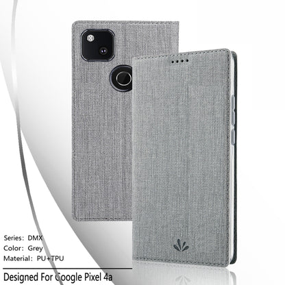 For Google Pixel 4a ViLi Magnetic Suction Shockproof TPU + PU Horizontal Flip Protective Case with Card Slot & Holder(Grey) by ViLi