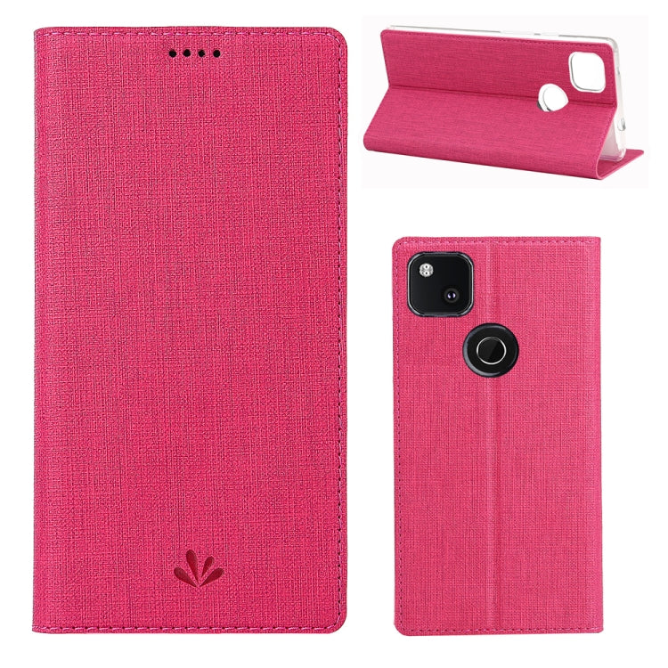 For Google Pixel 4a ViLi Magnetic Suction Shockproof TPU + PU Horizontal Flip Protective Case with Card Slot & Holder(Rose Red) by ViLi