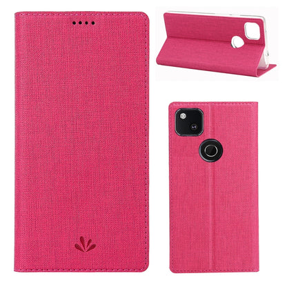 For Google Pixel 4a ViLi Magnetic Suction Shockproof TPU + PU Horizontal Flip Protective Case with Card Slot & Holder(Rose Red) by ViLi