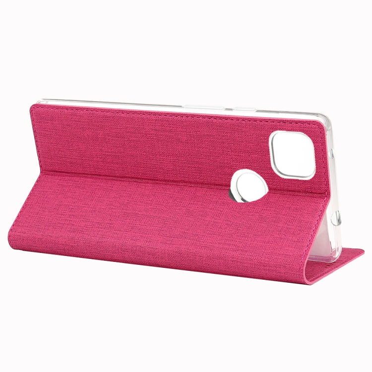 For Google Pixel 4a ViLi Magnetic Suction Shockproof TPU + PU Horizontal Flip Protective Case with Card Slot & Holder(Rose Red) by ViLi