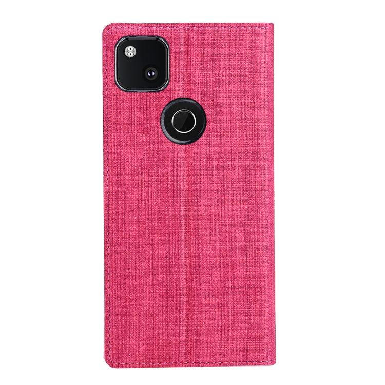 For Google Pixel 4a ViLi Magnetic Suction Shockproof TPU + PU Horizontal Flip Protective Case with Card Slot & Holder(Rose Red) by ViLi