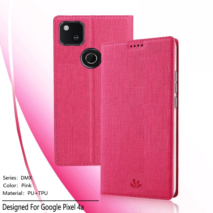 For Google Pixel 4a ViLi Magnetic Suction Shockproof TPU + PU Horizontal Flip Protective Case with Card Slot & Holder(Rose Red) by ViLi