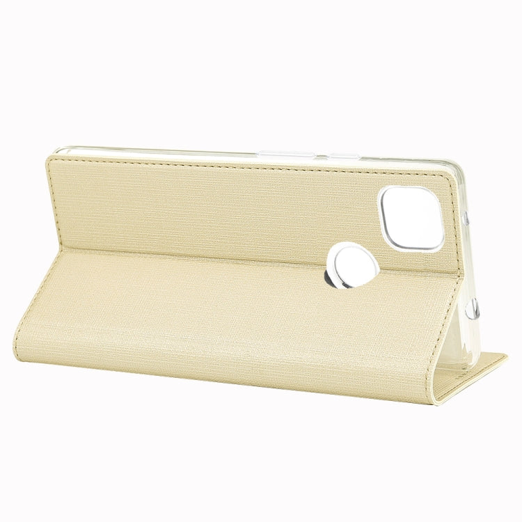 For Google Pixel 4a ViLi Magnetic Suction Shockproof TPU + PU Horizontal Flip Protective Case with Card Slot & Holder(Gold) by ViLi