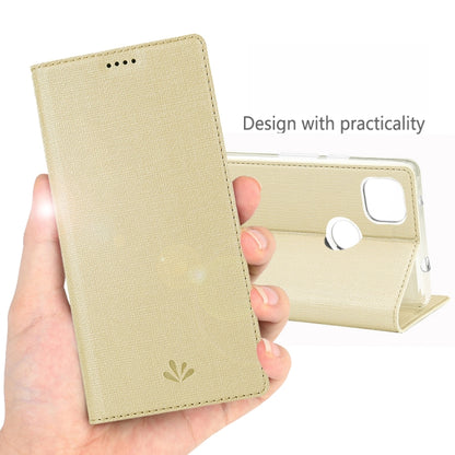 For Google Pixel 4a ViLi Magnetic Suction Shockproof TPU + PU Horizontal Flip Protective Case with Card Slot & Holder(Gold) by ViLi