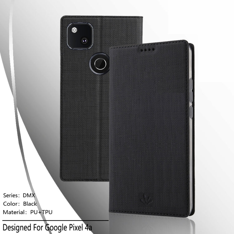 For Google Pixel 4a ViLi Magnetic Suction Shockproof TPU + PU Horizontal Flip Protective Case with Card Slot & Holder(Black) by ViLi