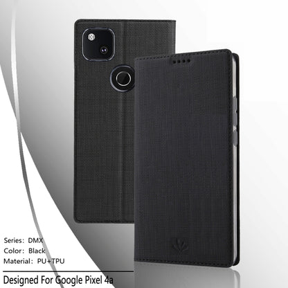 For Google Pixel 4a ViLi Magnetic Suction Shockproof TPU + PU Horizontal Flip Protective Case with Card Slot & Holder(Black) by ViLi