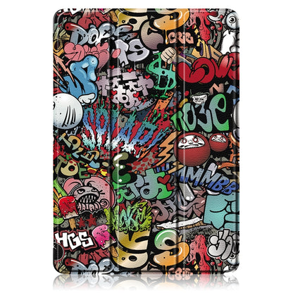For Xiaomi Redmi Pad SE Acrylic 3-Fold Painted Smart Leather Tablet Case(Graffiti) by bashfashion