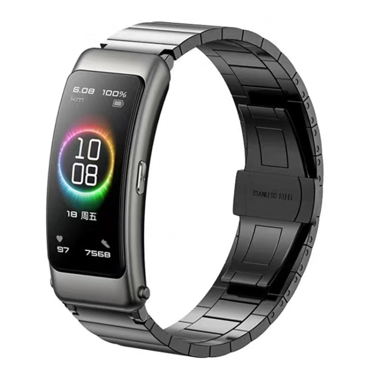 For Huawei Band 7 / B3 / Watch Fit Mini One Bead Butterfly Buckle Stainless Steel Watch Band(Grey) by bashfashion