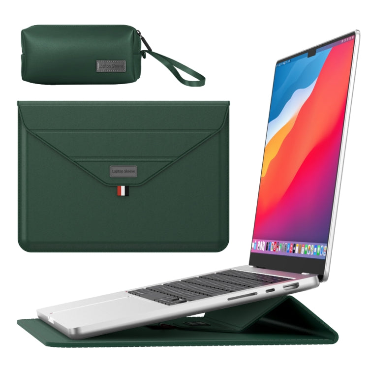 For 13/14 inch Envelope Holder Laptop Sleeve Bag with Accessories Bag(Dark Green) by bashfashion