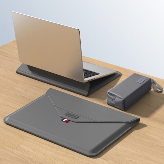 For 15.4/15.6/16.1 inch Envelope Holder Laptop Sleeve Bag with Accessories Bag(Grey) by bashfashion