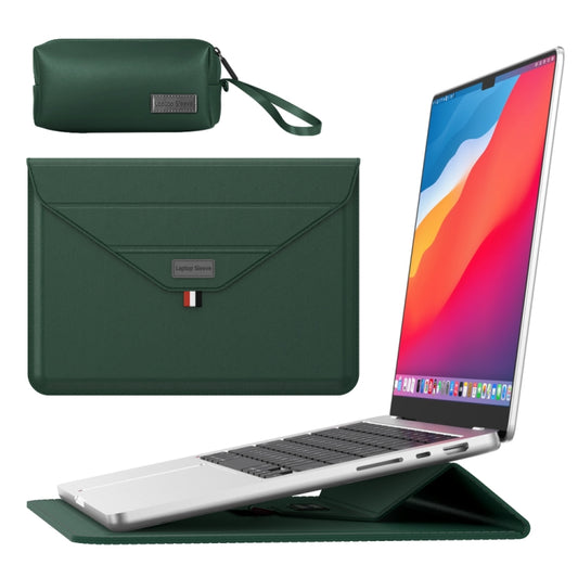 For 15.4/15.6/16.1 inch Envelope Holder Laptop Sleeve Bag with Accessories Bag(Dark Green) by bashfashion