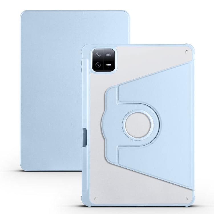 For Xiaomi Pad 6 Pro / Pad 6 Acrylic 360 Degree Rotation Holder Tablet Leather Case(Ice Blue) by bashfashion