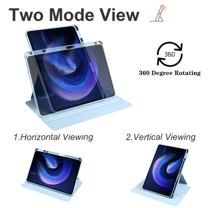 For Xiaomi Pad 6 Pro / Pad 6 Acrylic 360 Degree Rotation Holder Tablet Leather Case(Ice Blue) by bashfashion