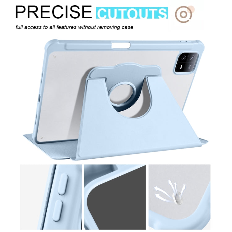 For Xiaomi Pad 6 Pro / Pad 6 Acrylic 360 Degree Rotation Holder Tablet Leather Case(Ice Blue) by bashfashion