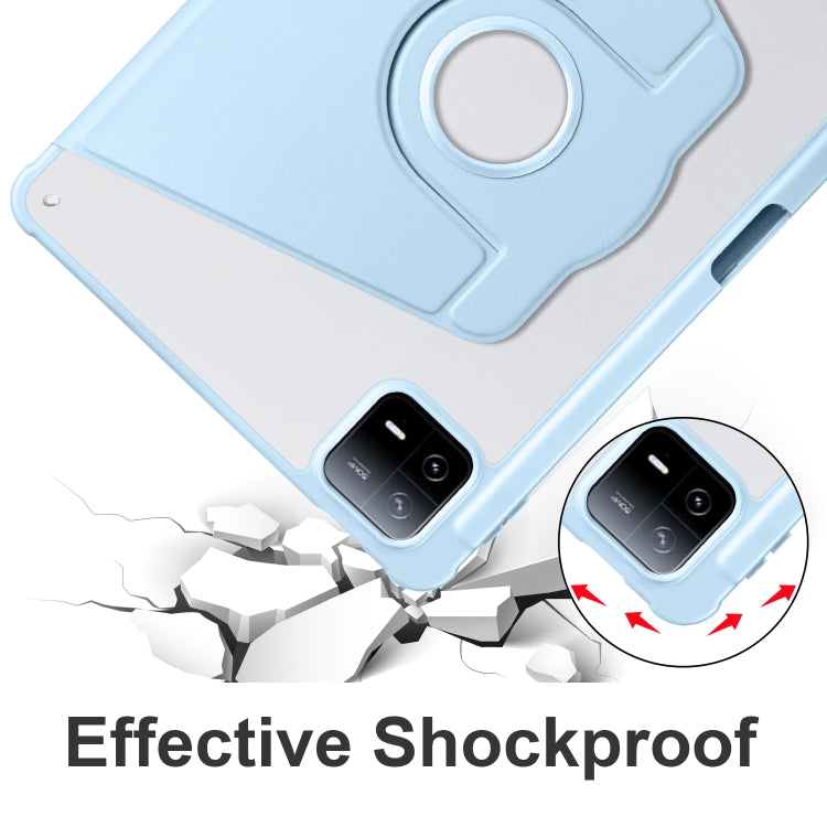 For Xiaomi Pad 6 Pro / Pad 6 Acrylic 360 Degree Rotation Holder Tablet Leather Case(Ice Blue) by bashfashion