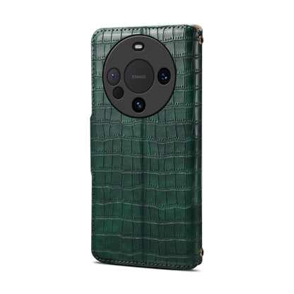 For Huawei Mate 60 Denior Crocodile Texture Oil Edge Leather Phone Case(Green) by Denior