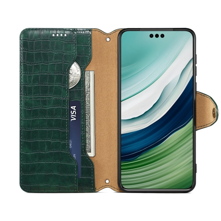 For Huawei Mate 60 Denior Crocodile Texture Oil Edge Leather Phone Case(Green) by Denior