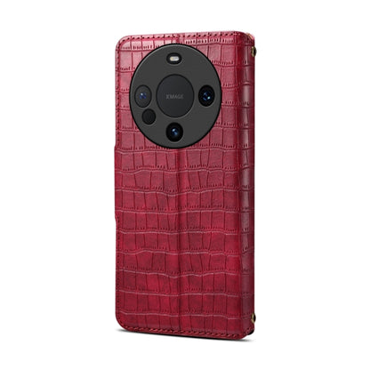 For Huawei Mate 60 Pro / Mate 60 Pro+ Denior Crocodile Texture Oil Edge Leather Phone Case(Rose Red) by Denior