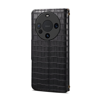 For Huawei Mate 60 Pro / Mate 60 Pro+ Denior Crocodile Texture Oil Edge Leather Phone Case(Black) by Denior