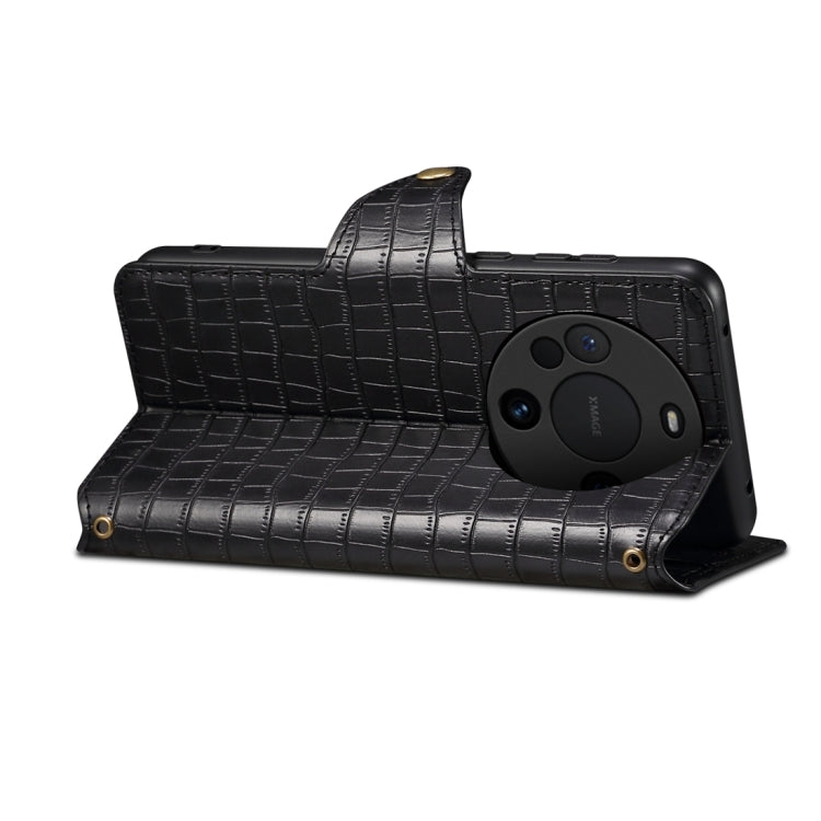 For Huawei Mate 60 Pro / Mate 60 Pro+ Denior Crocodile Texture Oil Edge Leather Phone Case(Black) by Denior