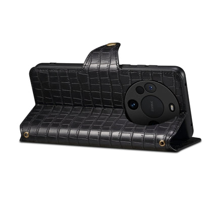 For Huawei Mate 60 Pro / Mate 60 Pro+ Denior Crocodile Texture Oil Edge Leather Phone Case(Black) by Denior